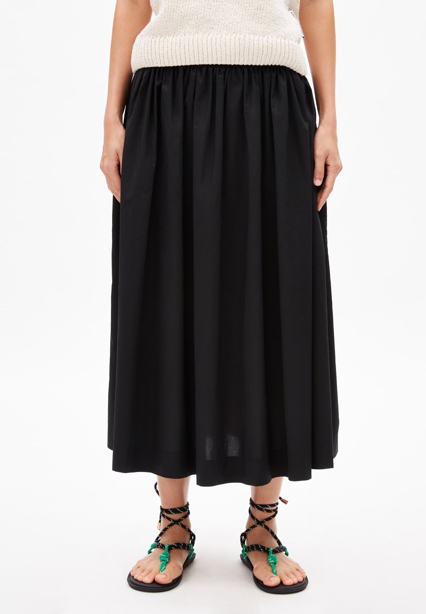 Jupe tissée en coton bio | noir "lanilaar - black"