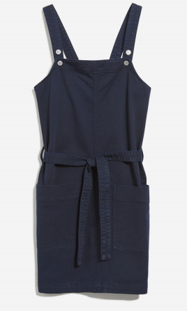 Robe salopette cintrée marine en coton bio - Leoniaa