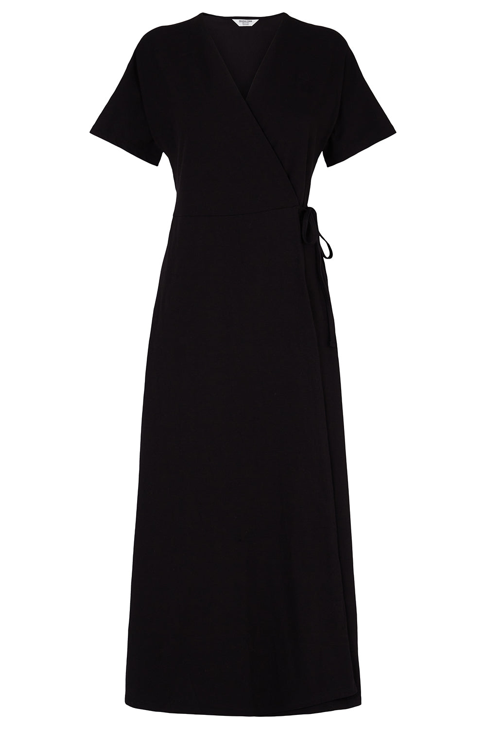Robe portefeuille noire en coton bio - leora wrap dress black