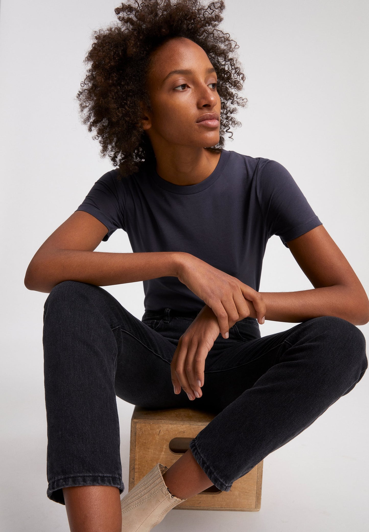 T-shirt uni gris anthracite en coton bio - LIDAA