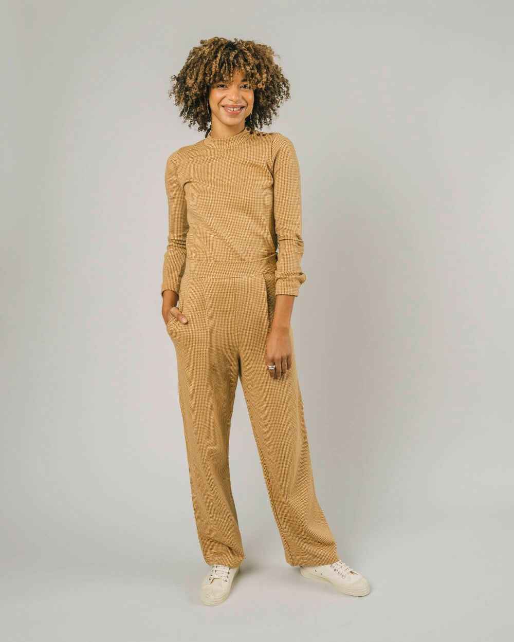 Top manches longues camel en coton bio - jacquard perkins tee pumpkin orange