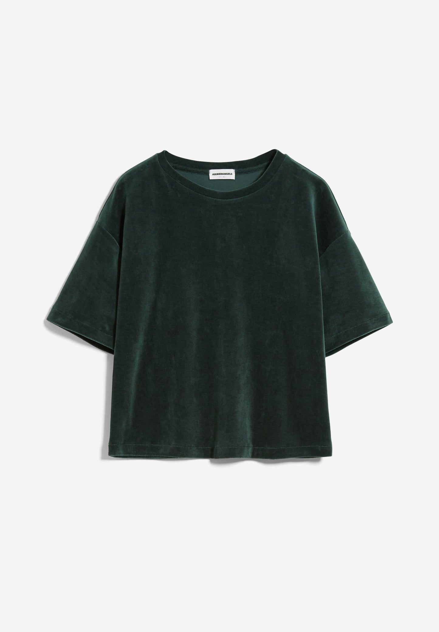 T-shirt ample velours vert foncé en coton bio - maarli dark scarab