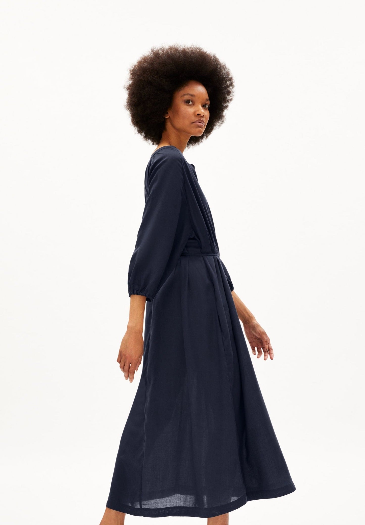 Robe longue marine en tencel - madithaa night sky