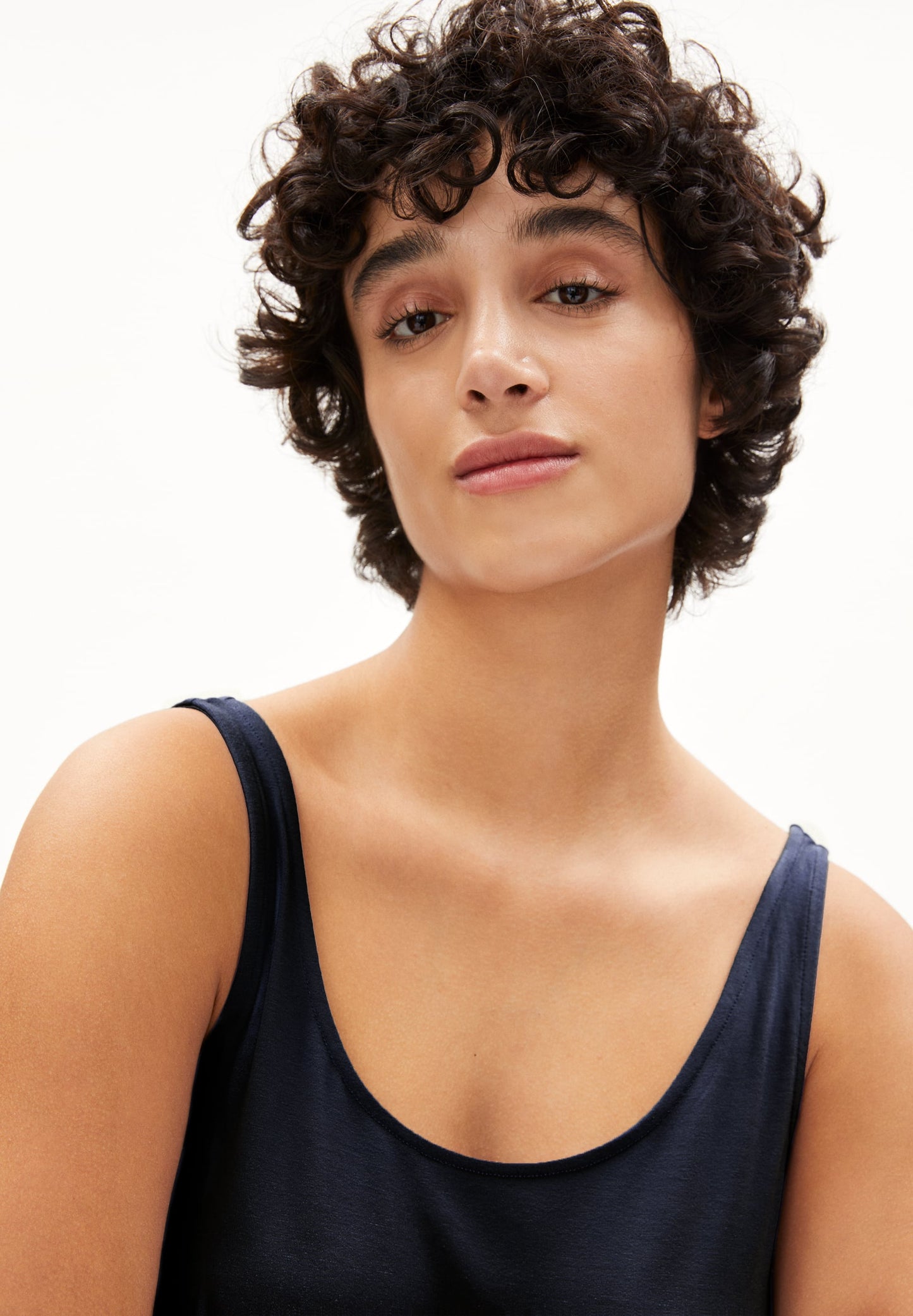 Robe longue marine en ecovero - maeliaa solid night sky