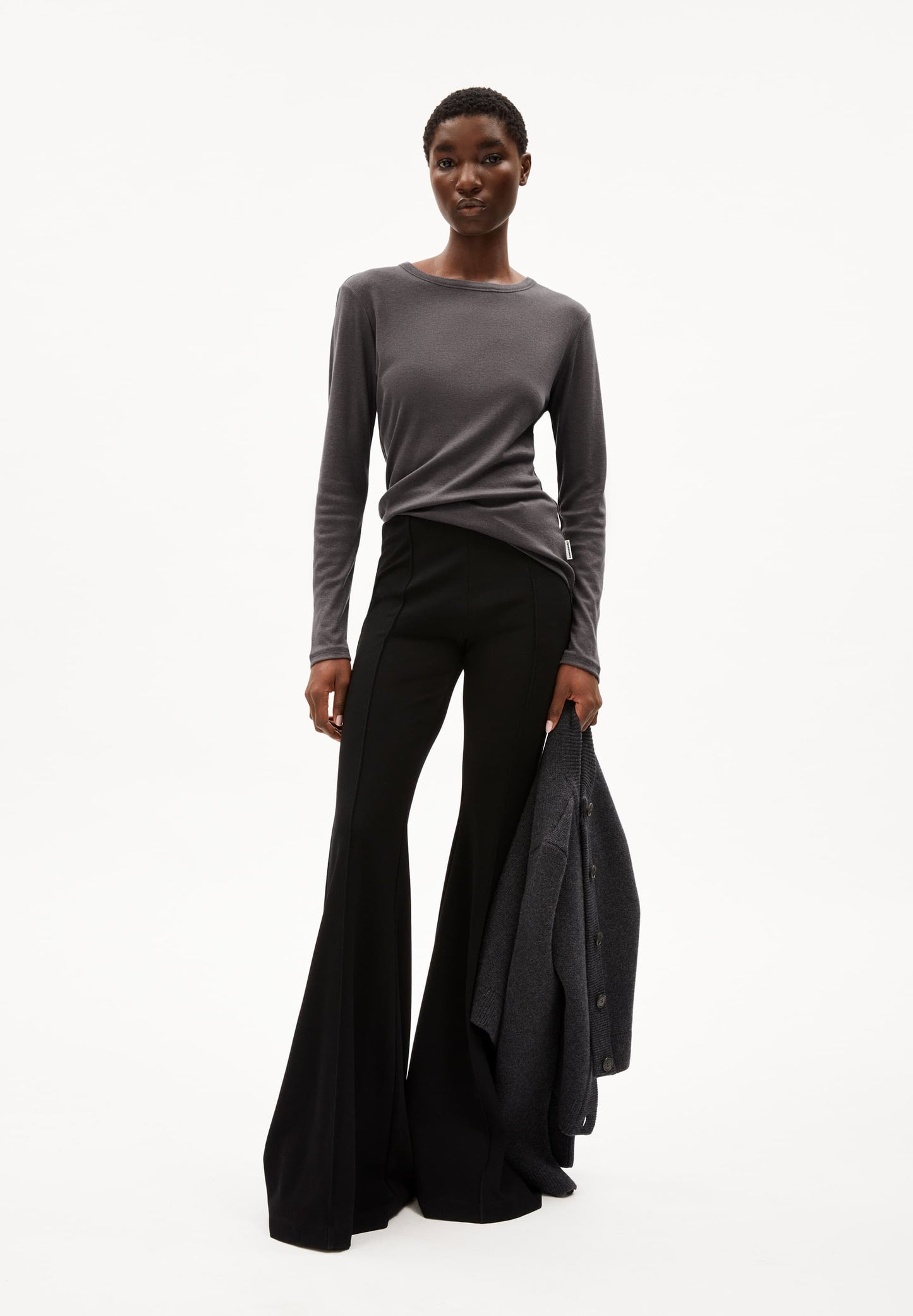 T-shirt manches longues en tencel et laine bio | gris "maiaa luannaa - iron cast"
