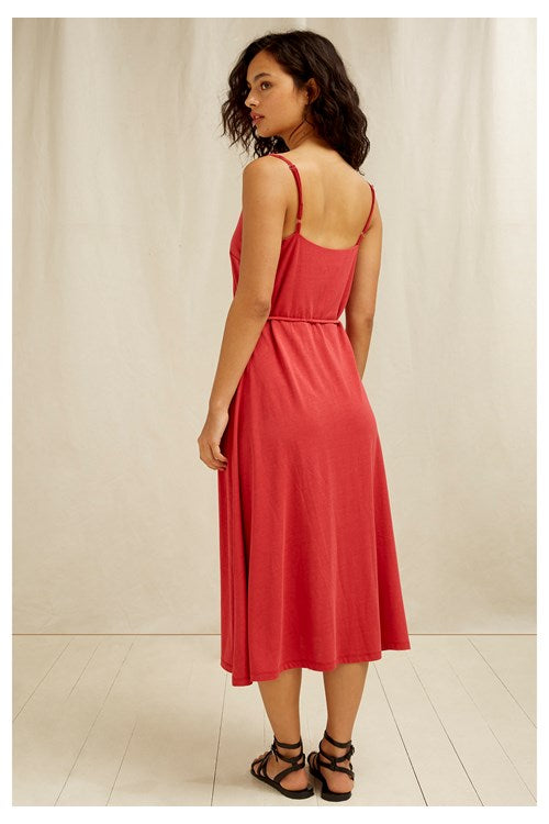 Robe longue rouge en tencel et coton bio - Marcy