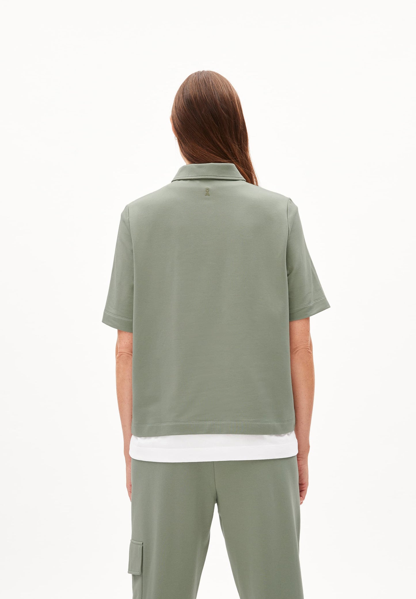 Top col zippé en coton bio et modal | vert "mariaa guadalupe grey green"