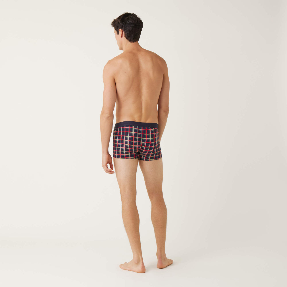 Boxer à carreaux en coton bio - marius carreaux marine