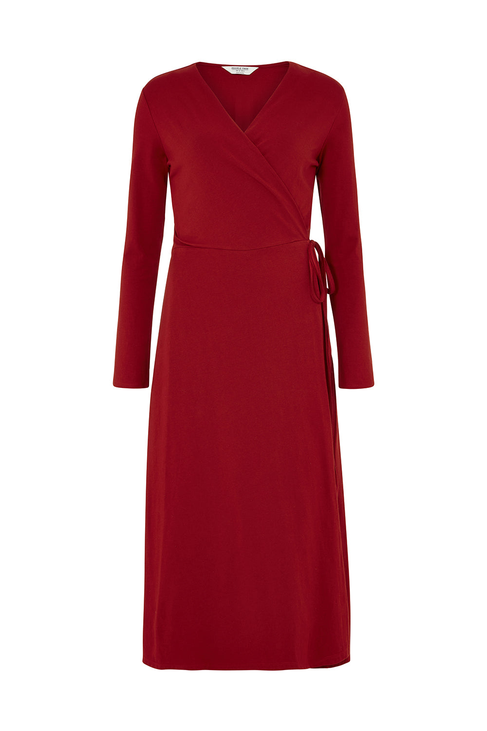 Robe portefeuille rouge en coton bio - mathilde
