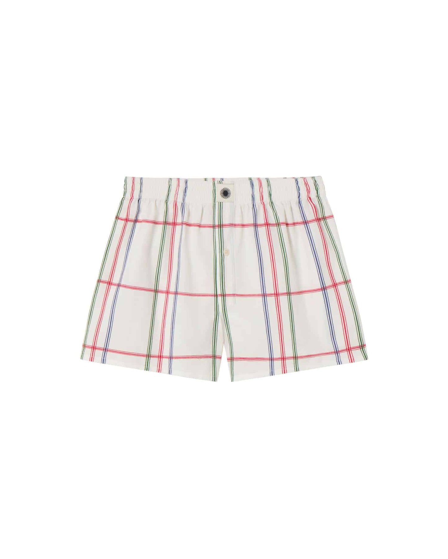 Caleçon en coton bio | blanc à carreaux "Cambric stripes boxer - multicolor"
