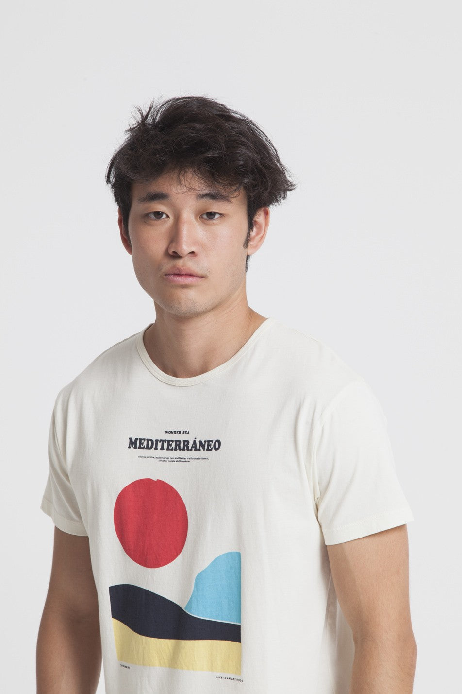 T-shirt imprimé blanc en coton bio - Mediterraneo