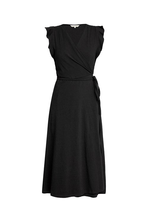 Robe longue unie noire en coton bio - Melanie
