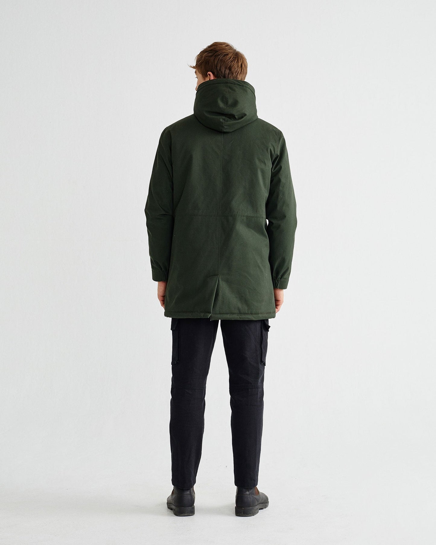 Manteau long vert forêt en coton bio et polyester recyclé - Peps