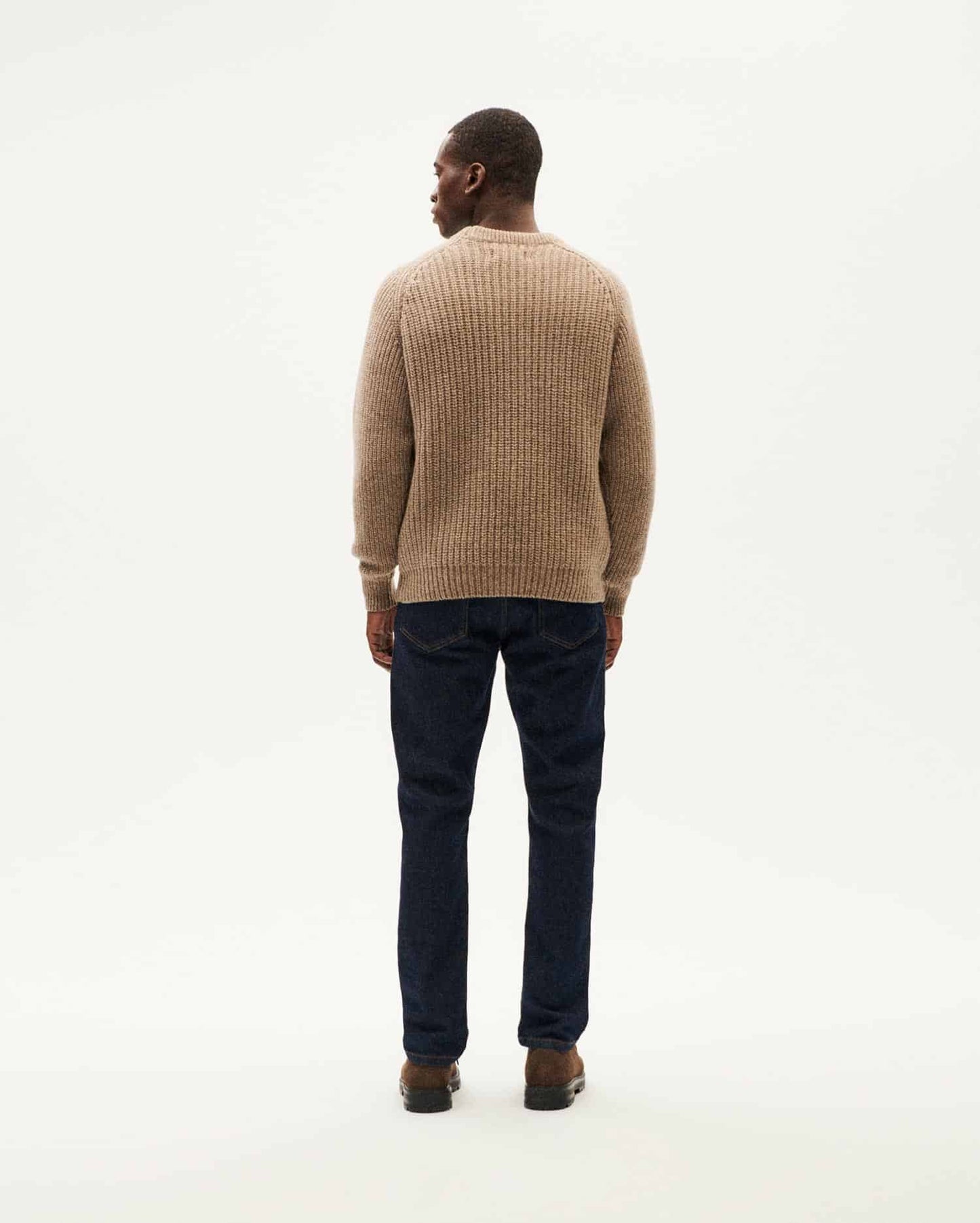Pull en laine certifiée | beige "brown melange neo knitted sweater"