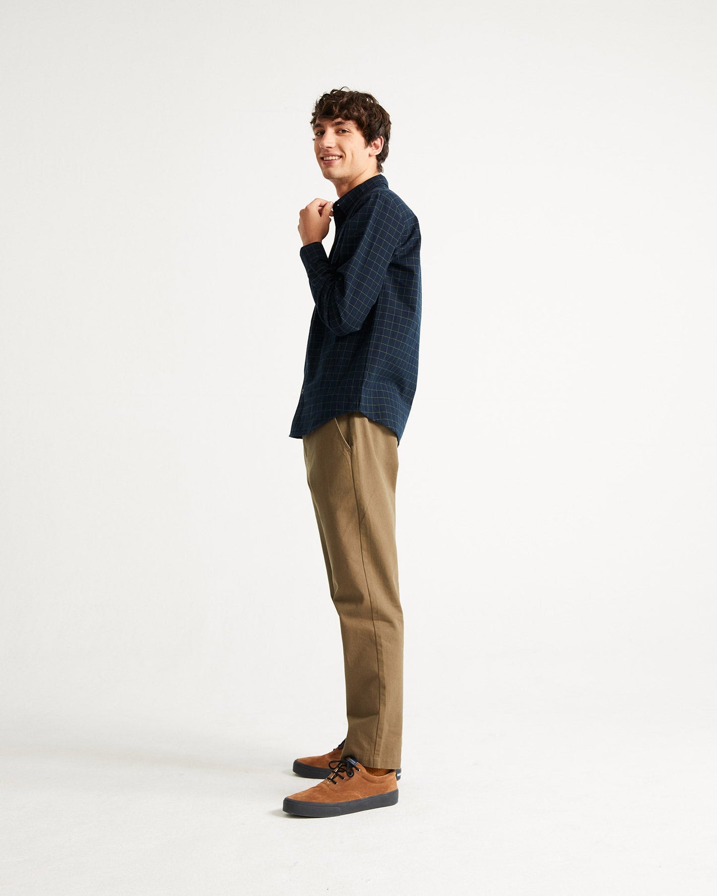 Chemise à carreaux marine en coton bio - CHAC navy