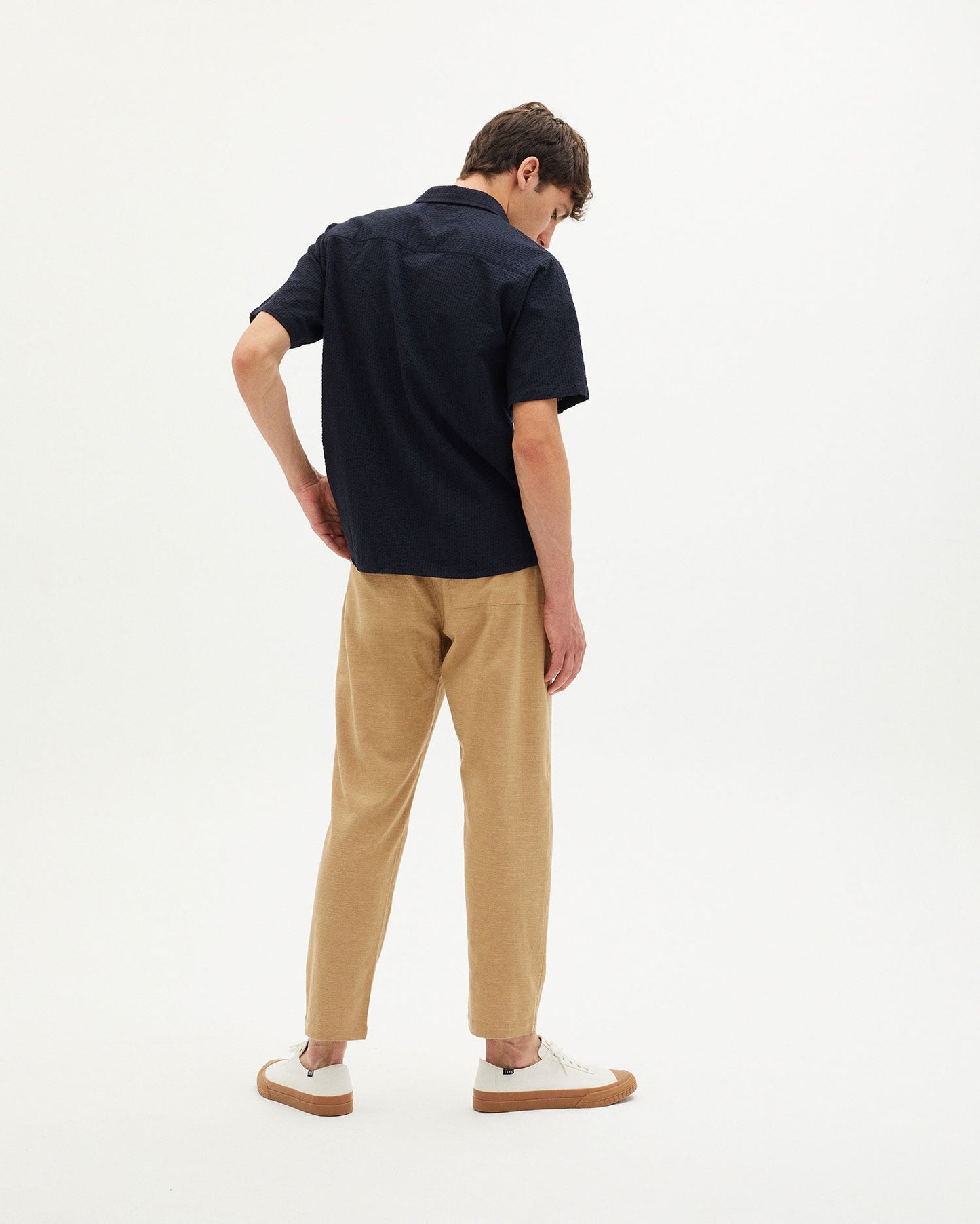 Chemise manches courtes marine en coton bio - DARK SEERSUCKER TOM SHIRT navy
