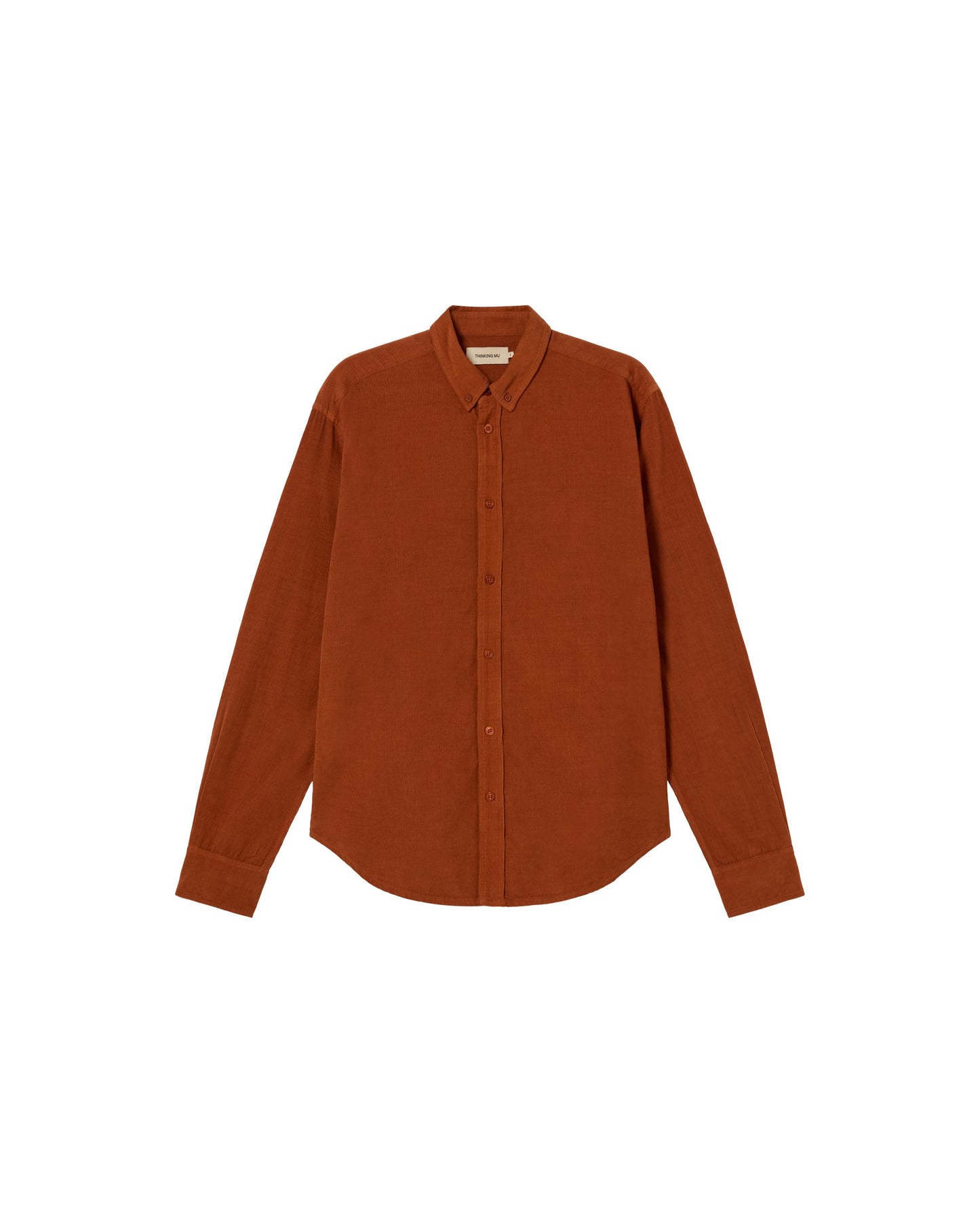 Chemise rouille en velours fin coton bio - clay red microcorduroy ant shirt