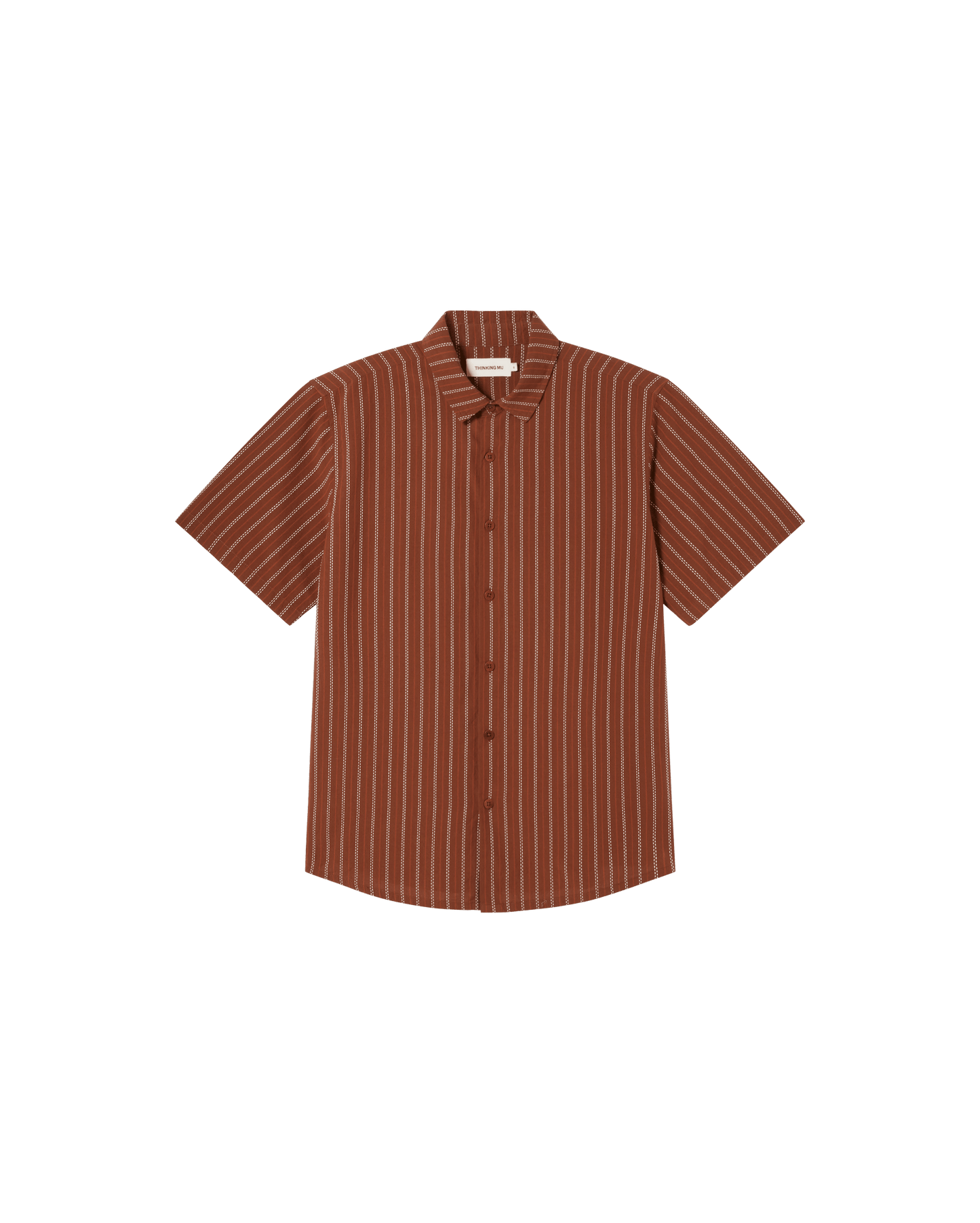 Chemise manches courtes en coton bio | rayé orange "toasted stripes tom shirt"