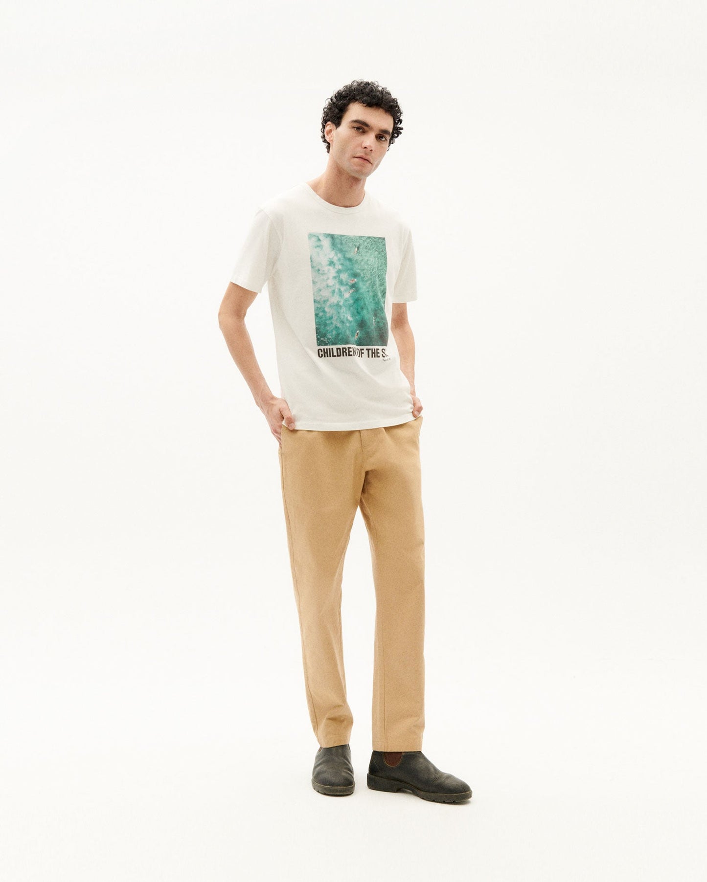 T-shirt blanc imprimé en coton bio - surf t-shirt snow white