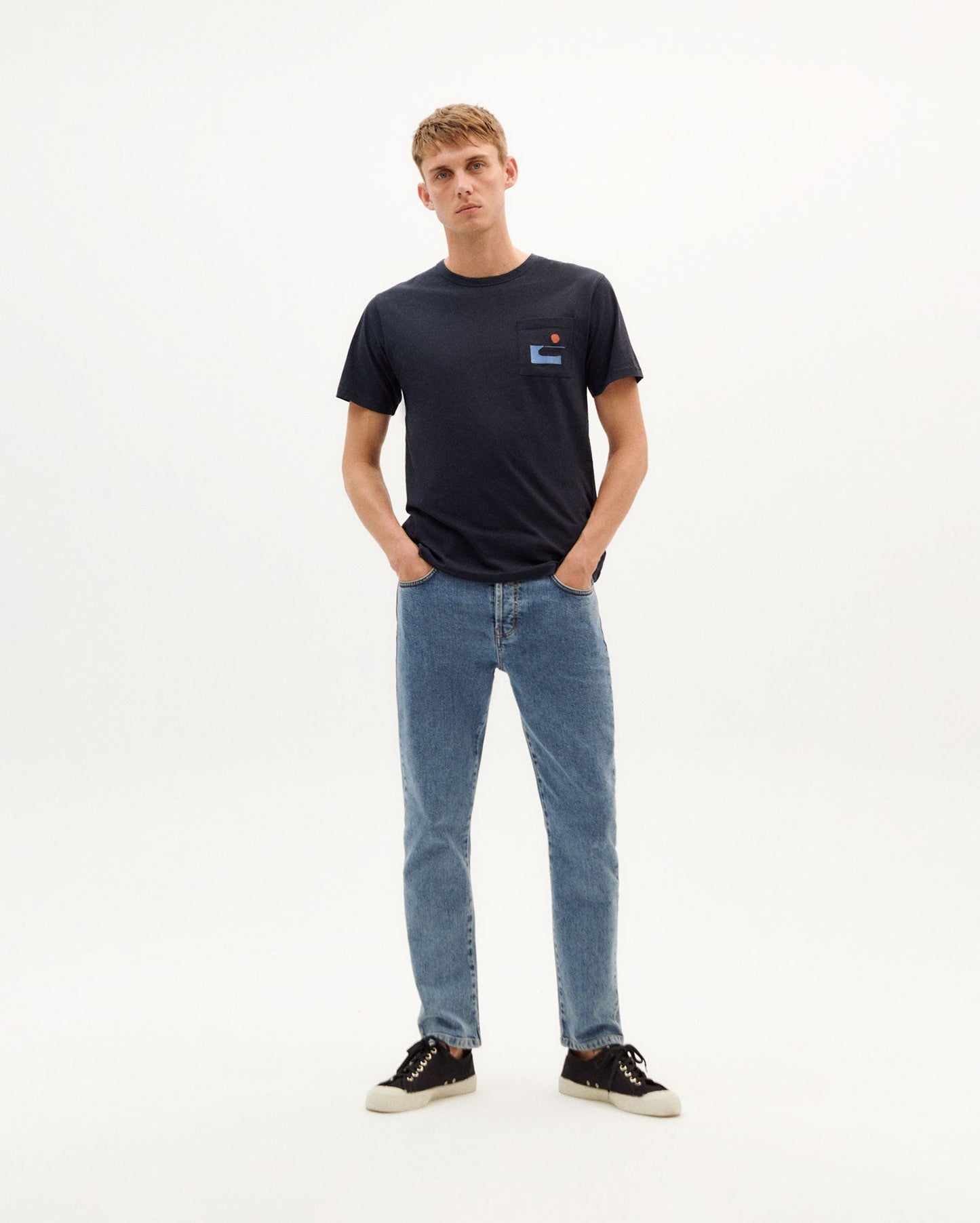 T-shirt marine avec poche en coton bio - children of the sun navy t-shirt navy