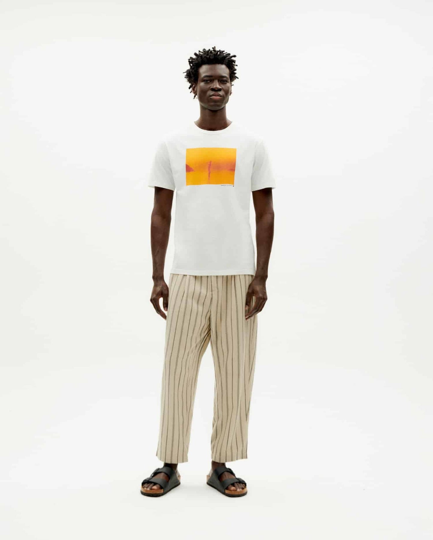 T-shirt imprimé en coton bio | blanc et jaune "rousteau t-shirt snow white"
