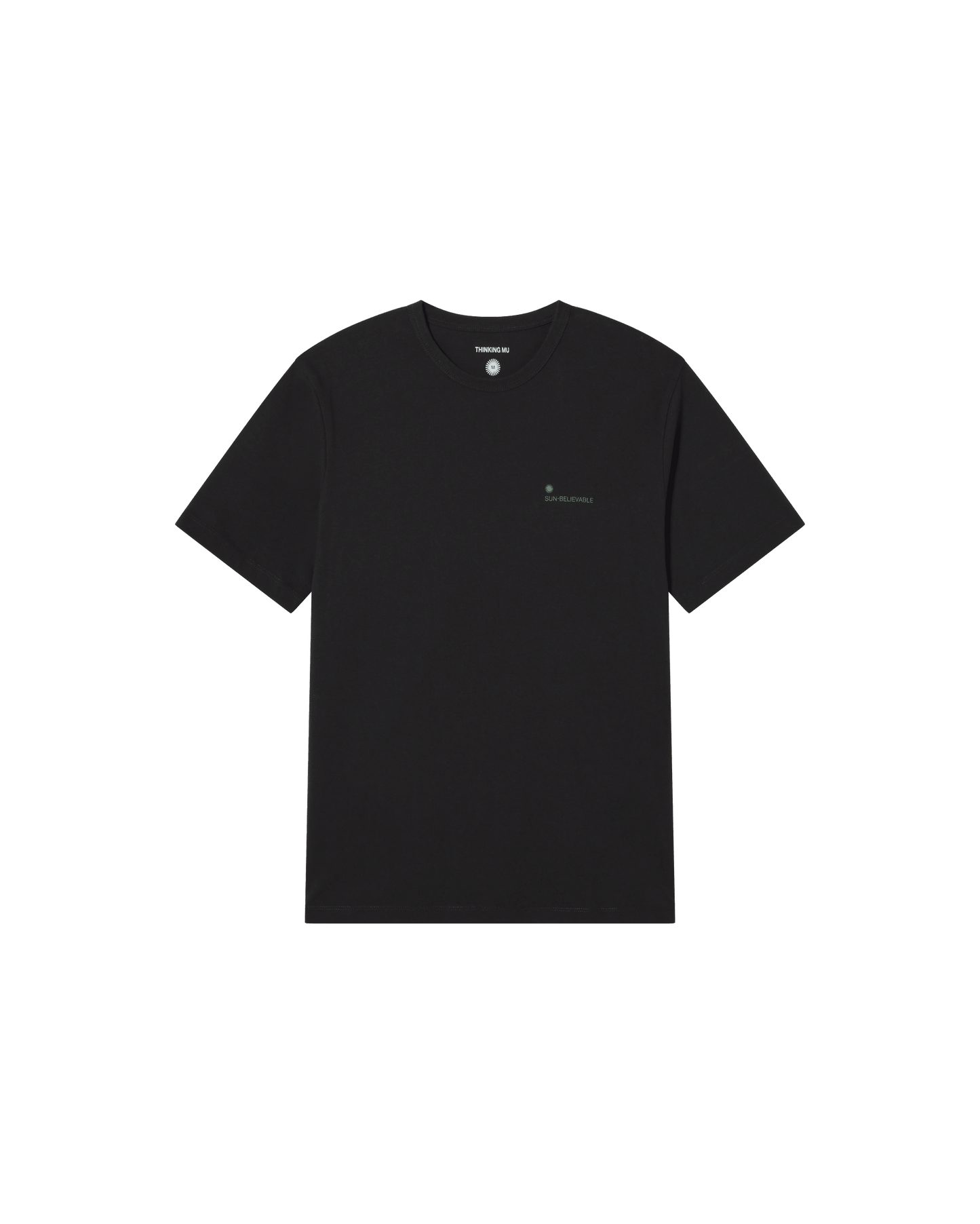 T-shirt en coton bio | Noir motif brodé "sun believable black t-shirt"