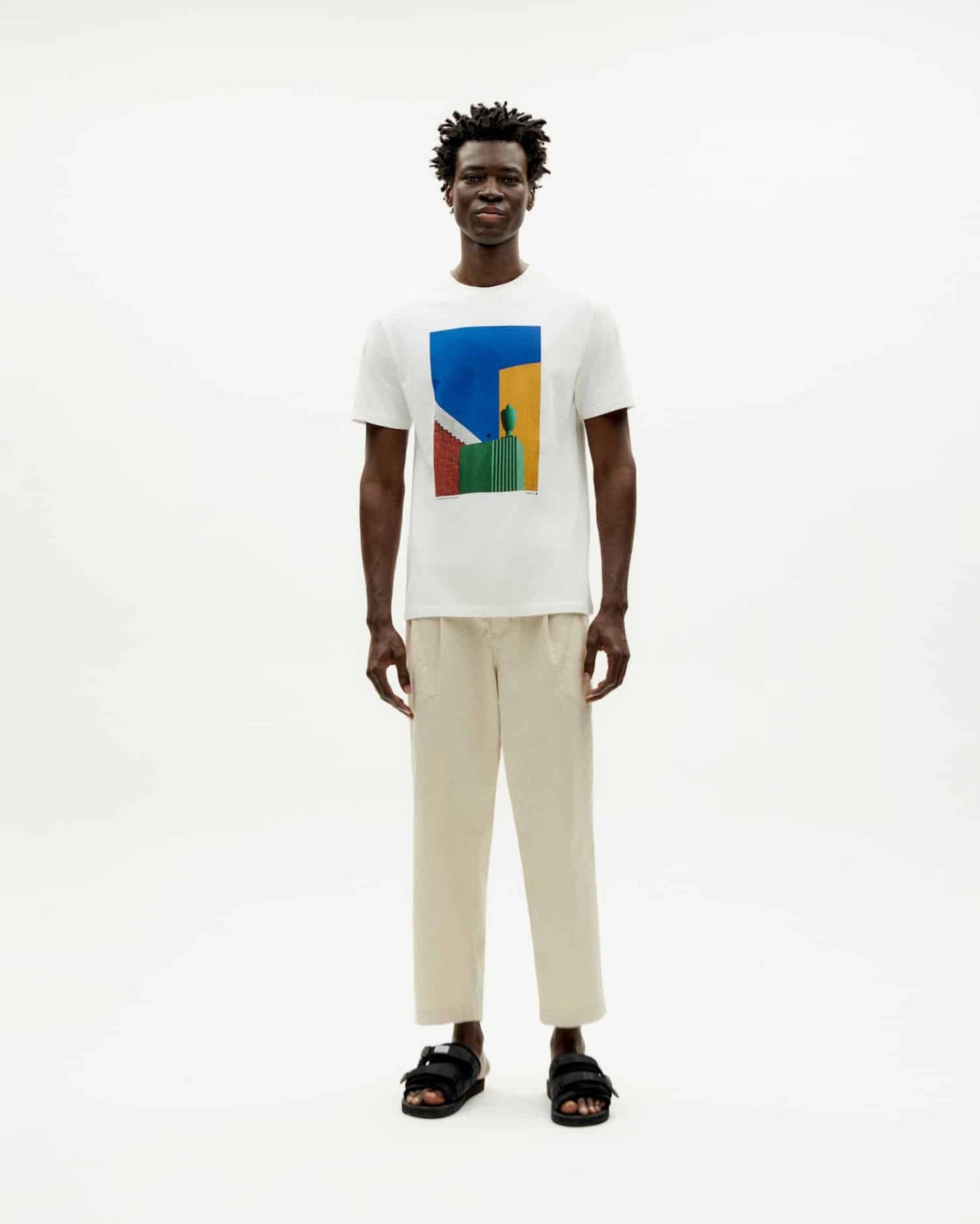 T-shirt imprimé en coton bio | blanc "colors fontana t-shirt snow white"