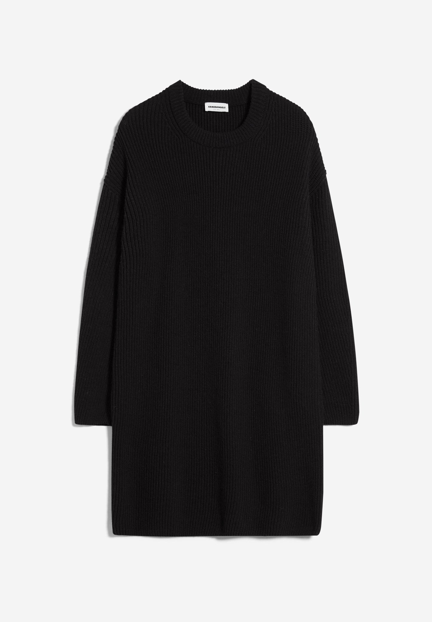Robe pull noire en coton et laine bio et laine recyclée - naare black