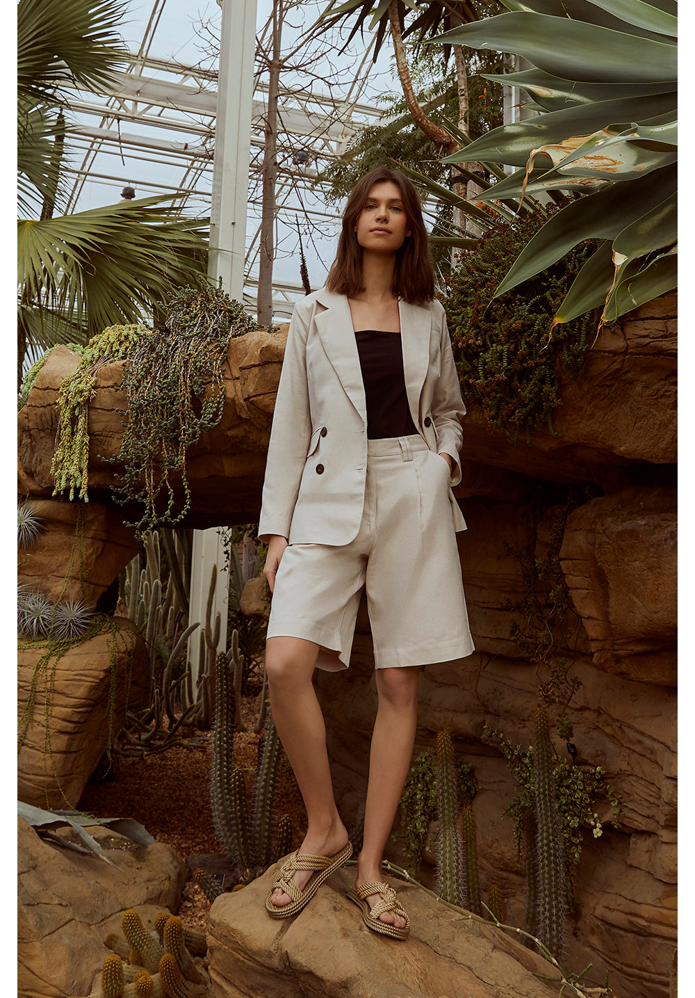 Blazer beige en coton bio - Naira