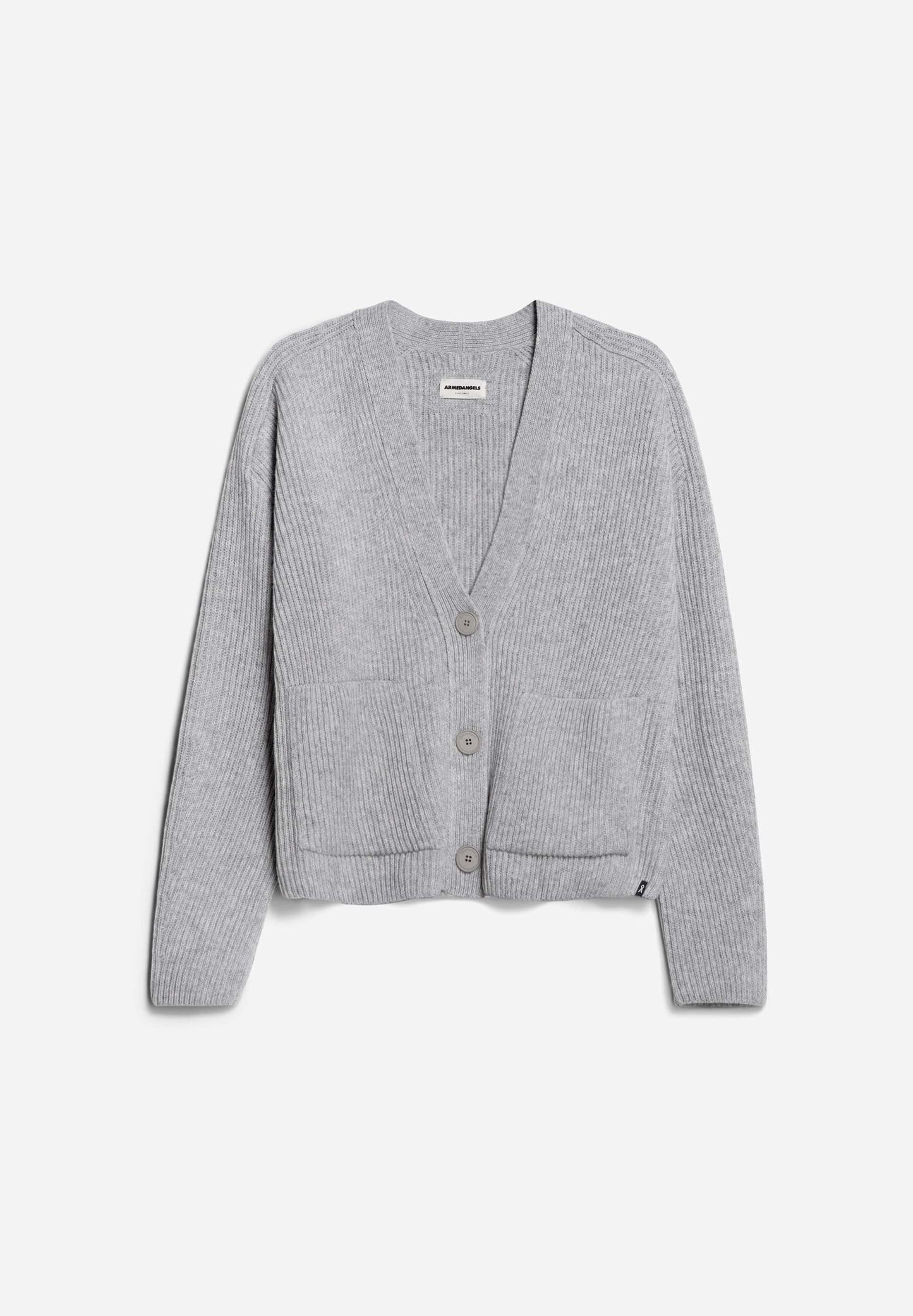 Gilet maille en laine bio et recyclée | Gris clair "naokaa reglana light grey melange"
