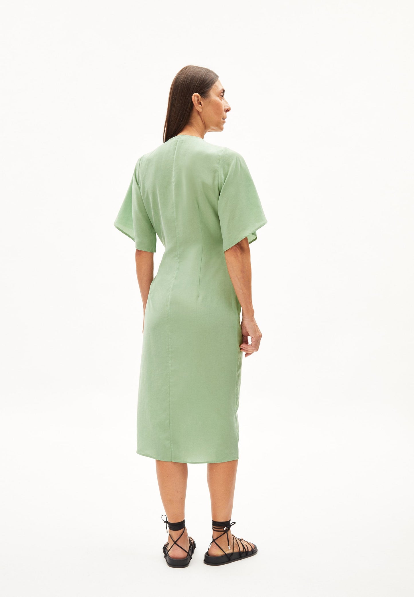 Robe portefeuille verte en tencel - nataale smith green
