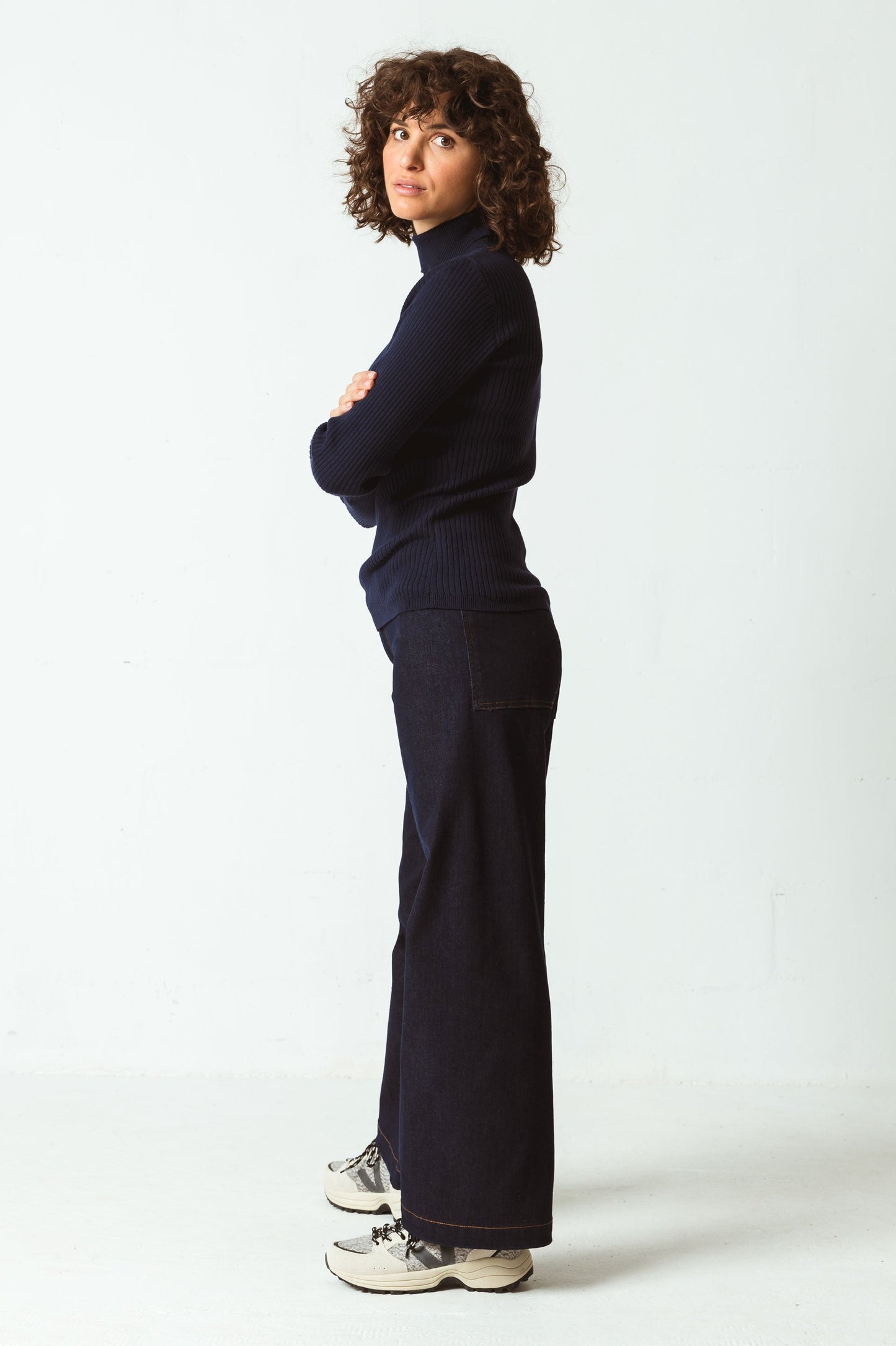 Pull col roulé en coton bio | Marine "aldara women t-shirt"