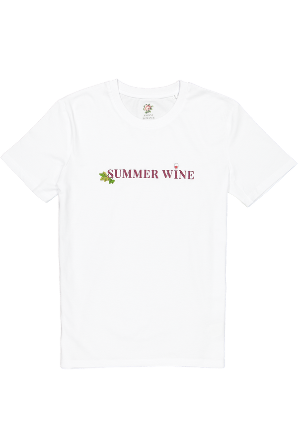 T-shirt wine blanc brodé en coton bio - summer wine blanc