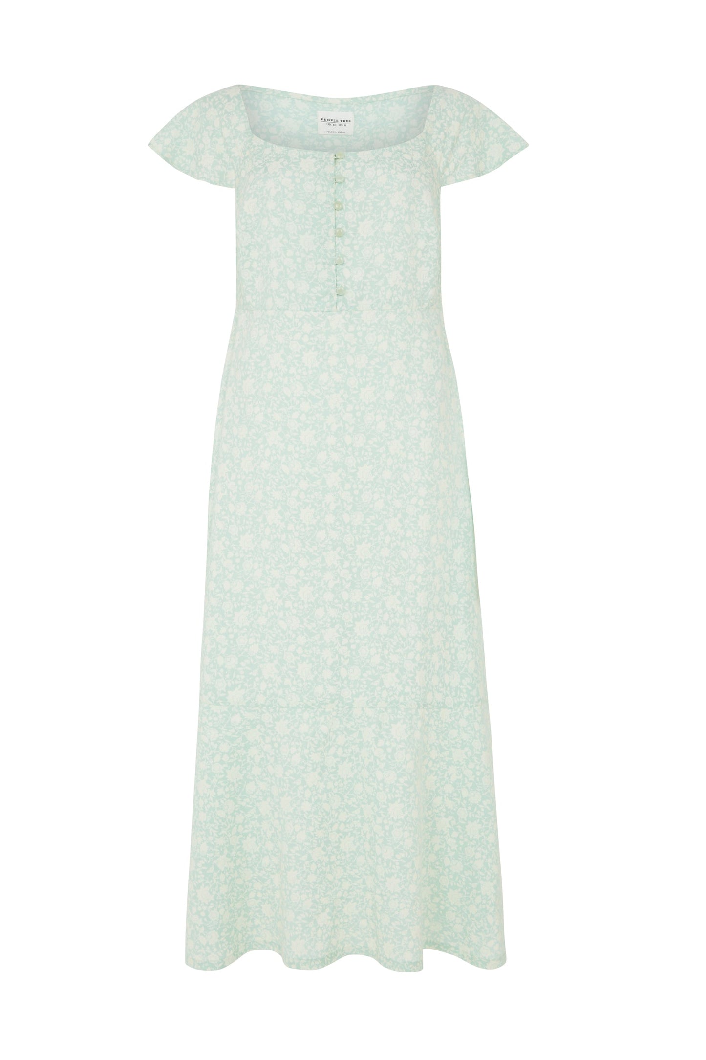 Robe longue vert menthe fleurie en tencel - Pippa