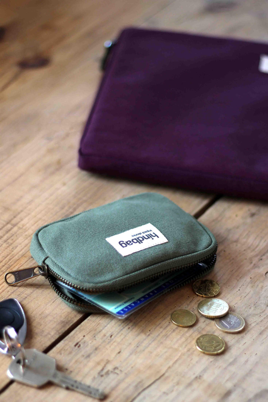 Porte-monnaie en coton bio | olive "lili olive"