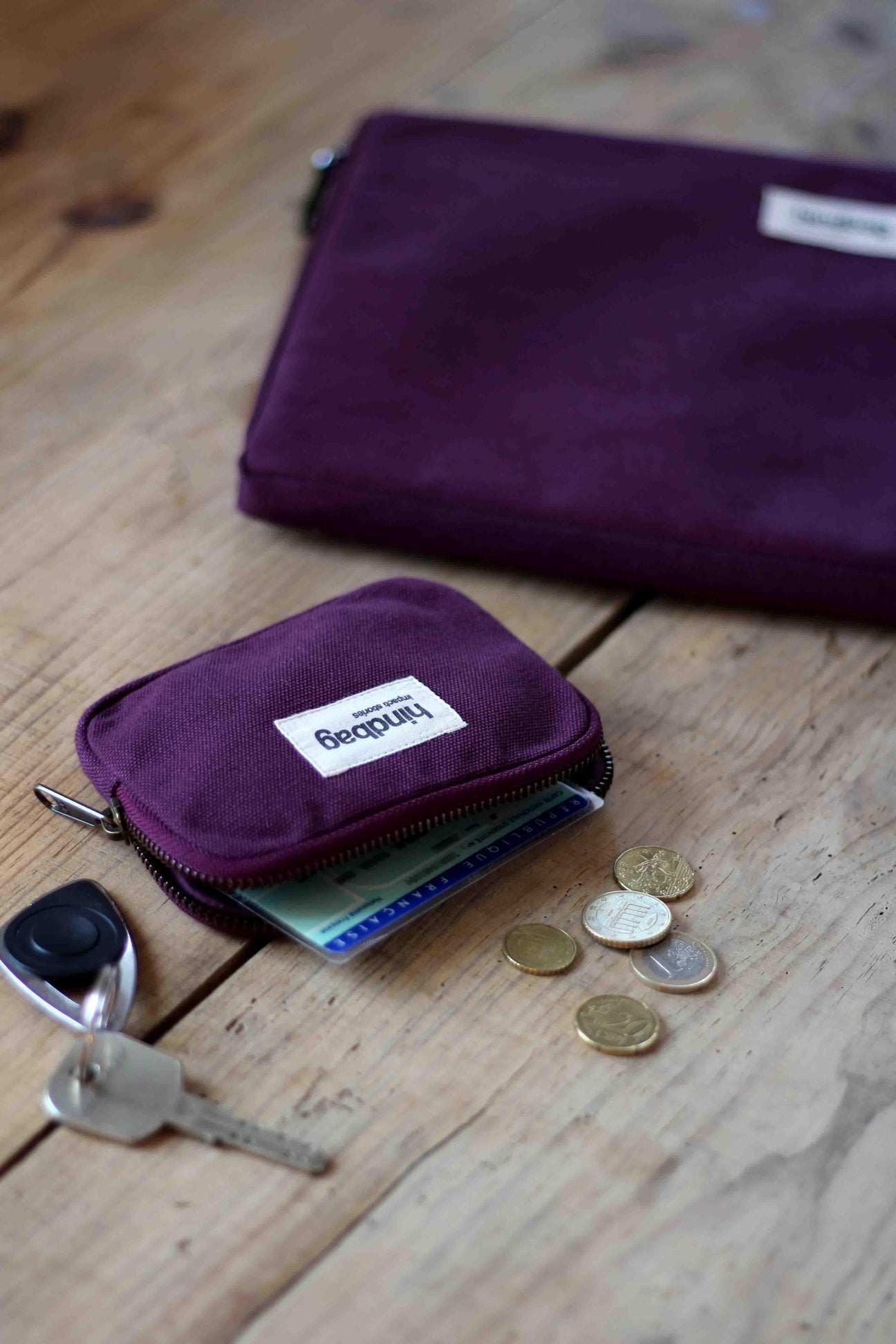 Porte-monnaie en coton bio | prune "lili prune"