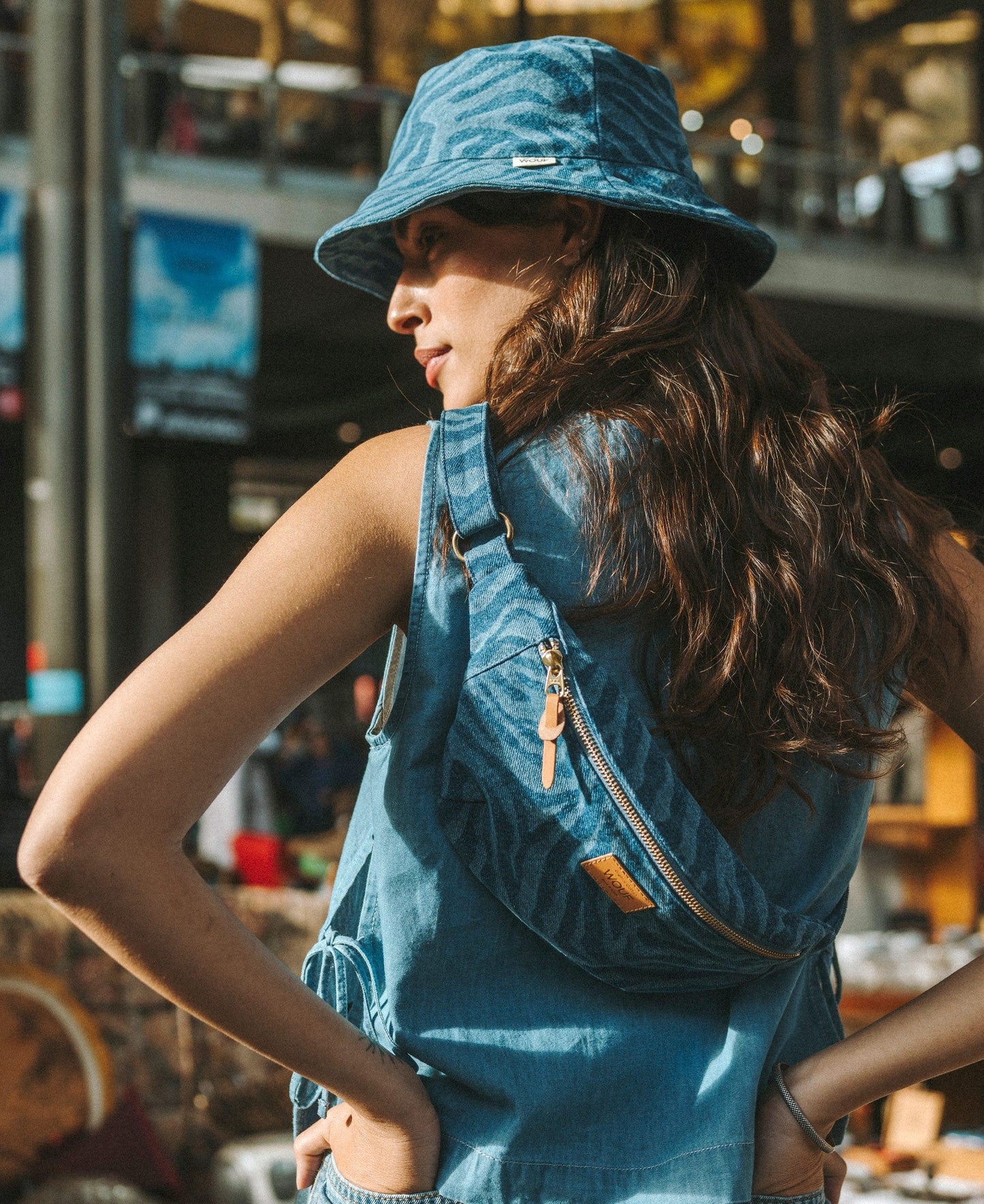 Bob bleu à motifs en denim de coton bio - sierra hat