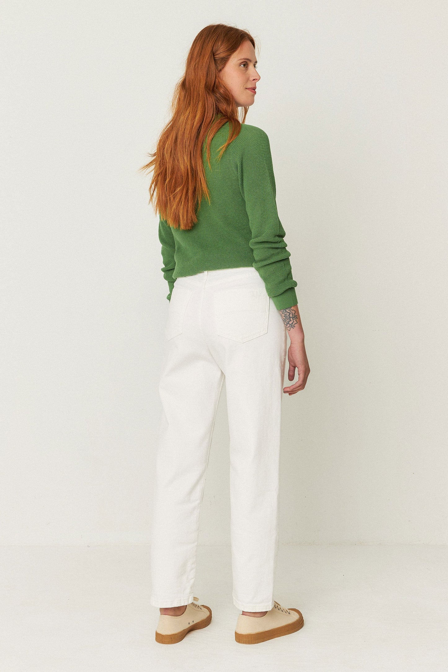 Pull en coton bio | vert "Iradi sweater - basil green"