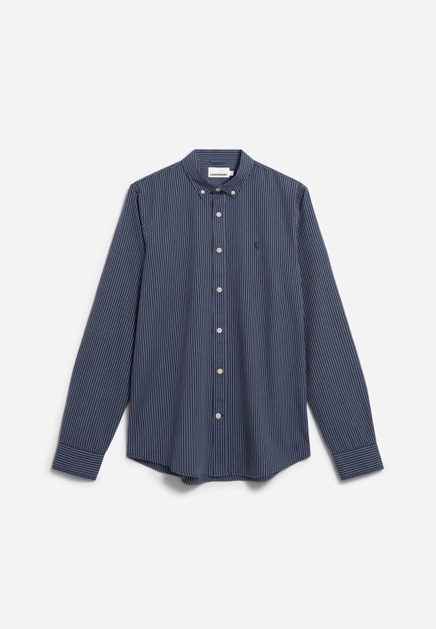Chemise en coton bio | rayé "quaasa stripes - night sky-white"