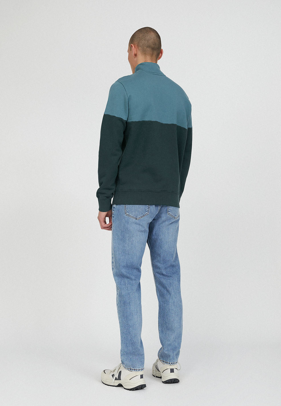 Sweat col zippé bordeaux et marine en coton bio- RAALPH TWOTONE