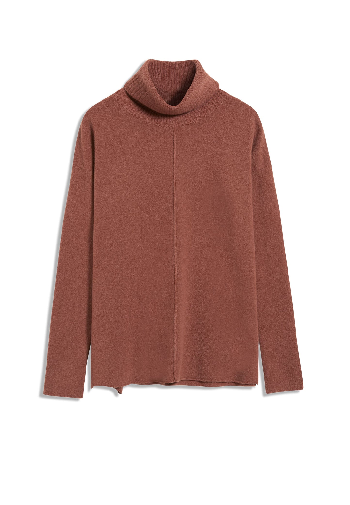 Pull col roulé vieux rose en laine bio et recyclée - RAYAA copper glow melange