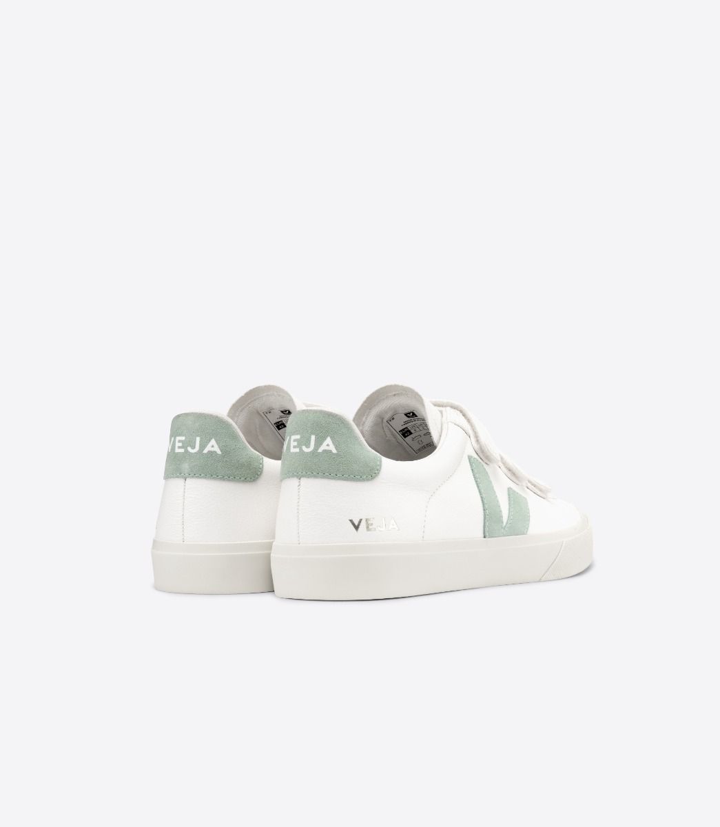 Baskets à scratchs en cuir certifié | blanc et vert "recife chromefree leather white matcha"