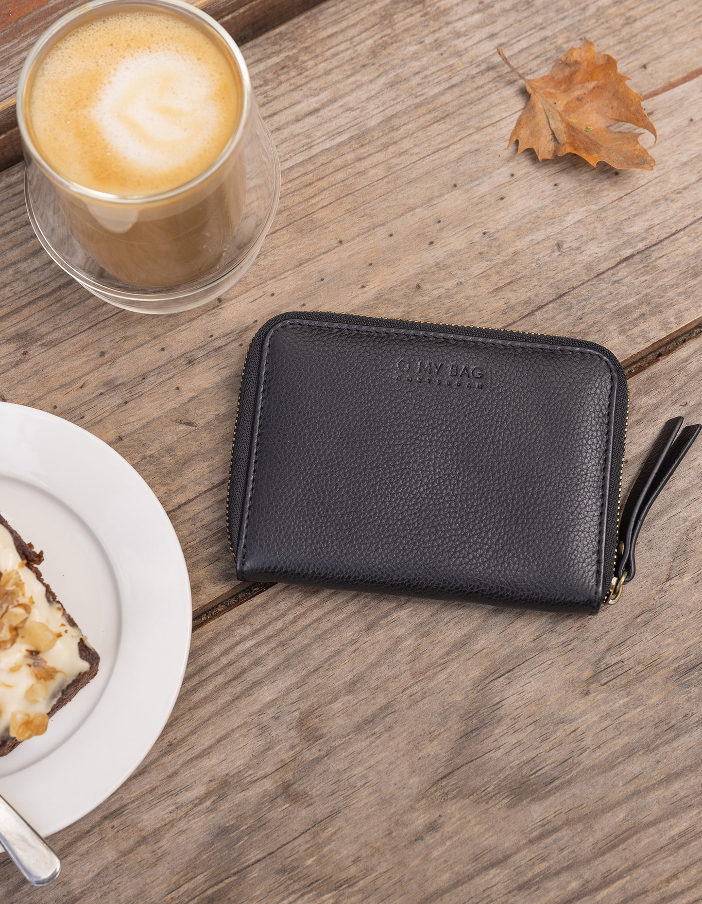 Portefeuille en cuir certifié | noir "Robbie - Black soft grain leather"