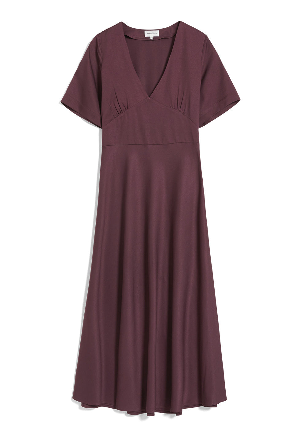 Robe longue col v aubergine en lenzing - ROSAMAARY
