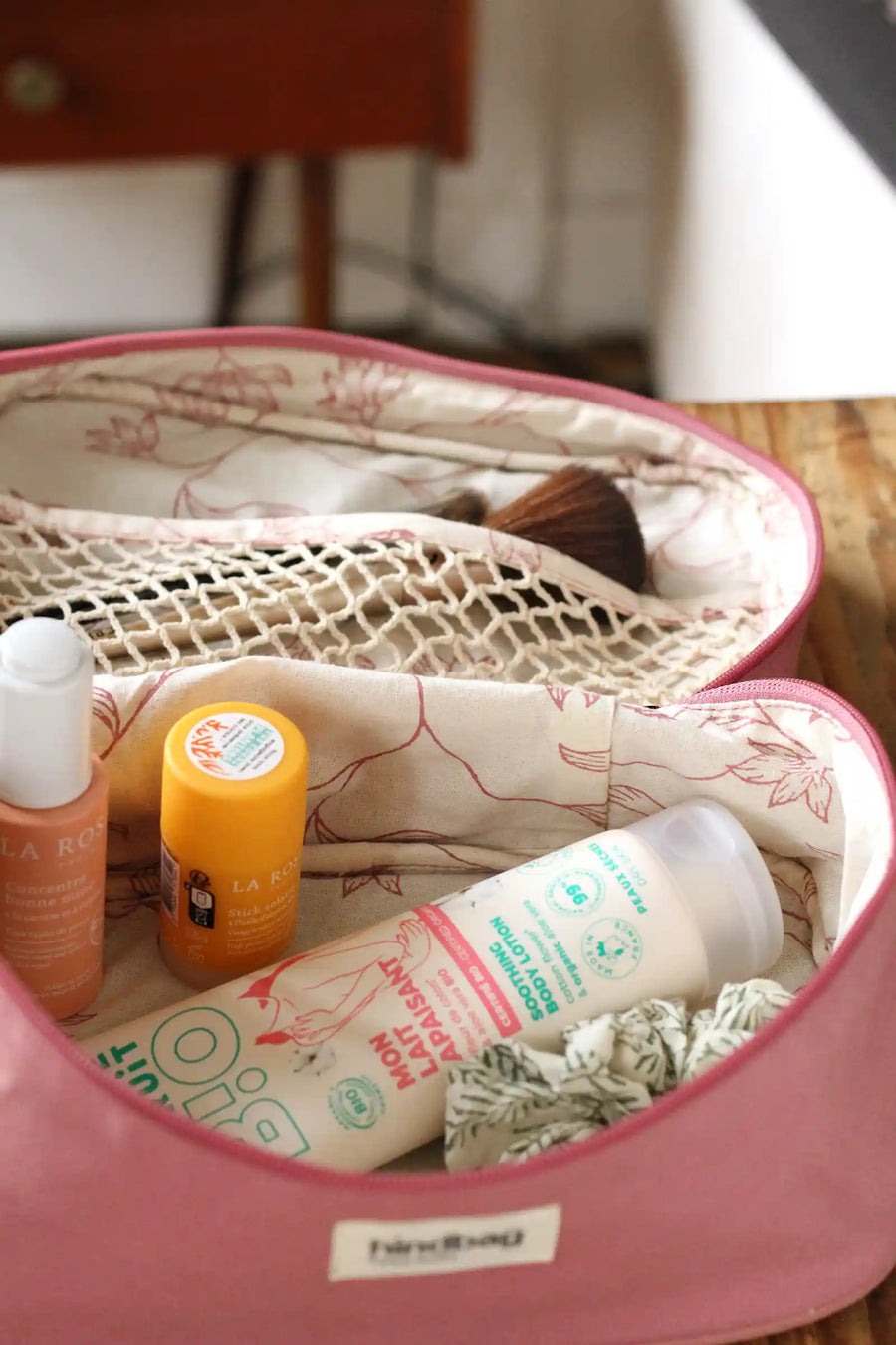 Trousse de toilette en coton bio | rose "gaspard rose blush"