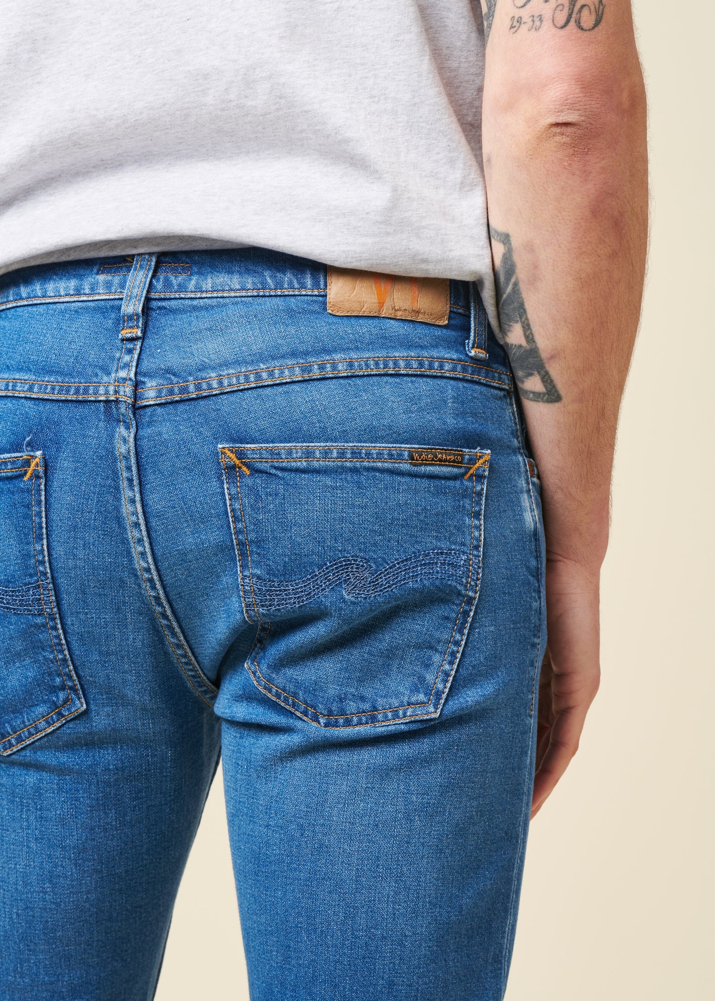 Jean slim en coton bio | bleu "lean dean broken spirit"