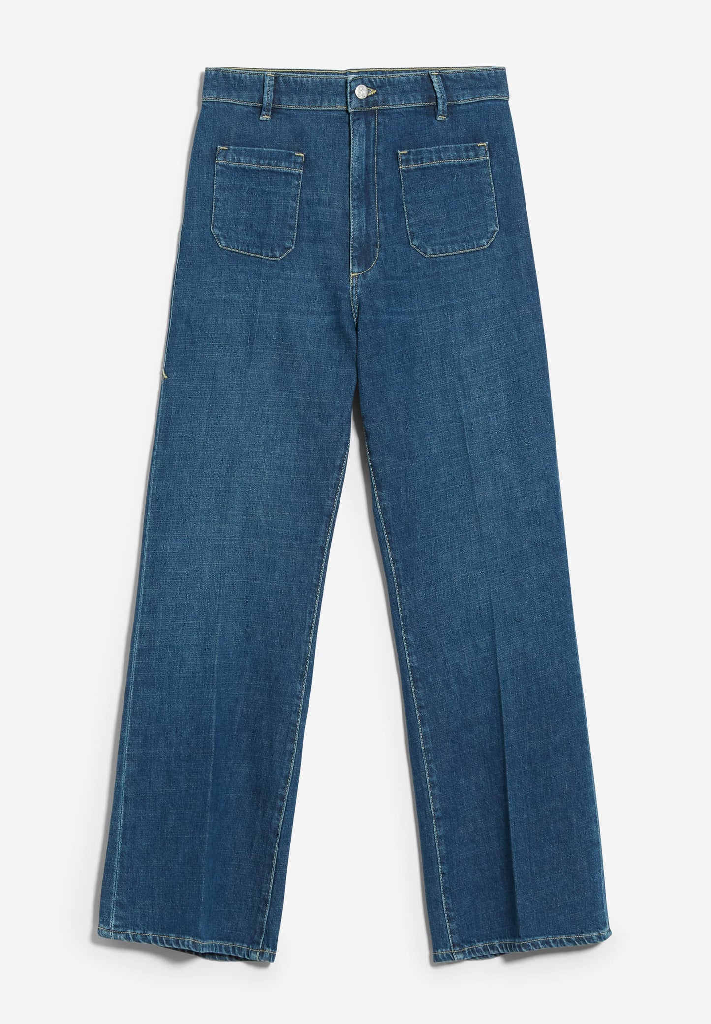 Jean flared bleu foncé en coton bio et chanvre- rumaa hemp true mid blue
