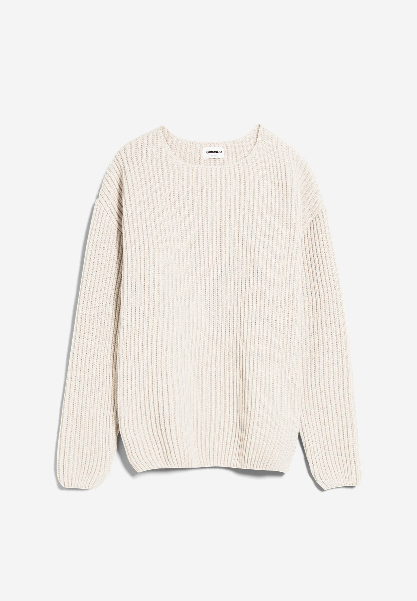 Pull ample écru en laine bio et recyclée - saadi solid oatmilk