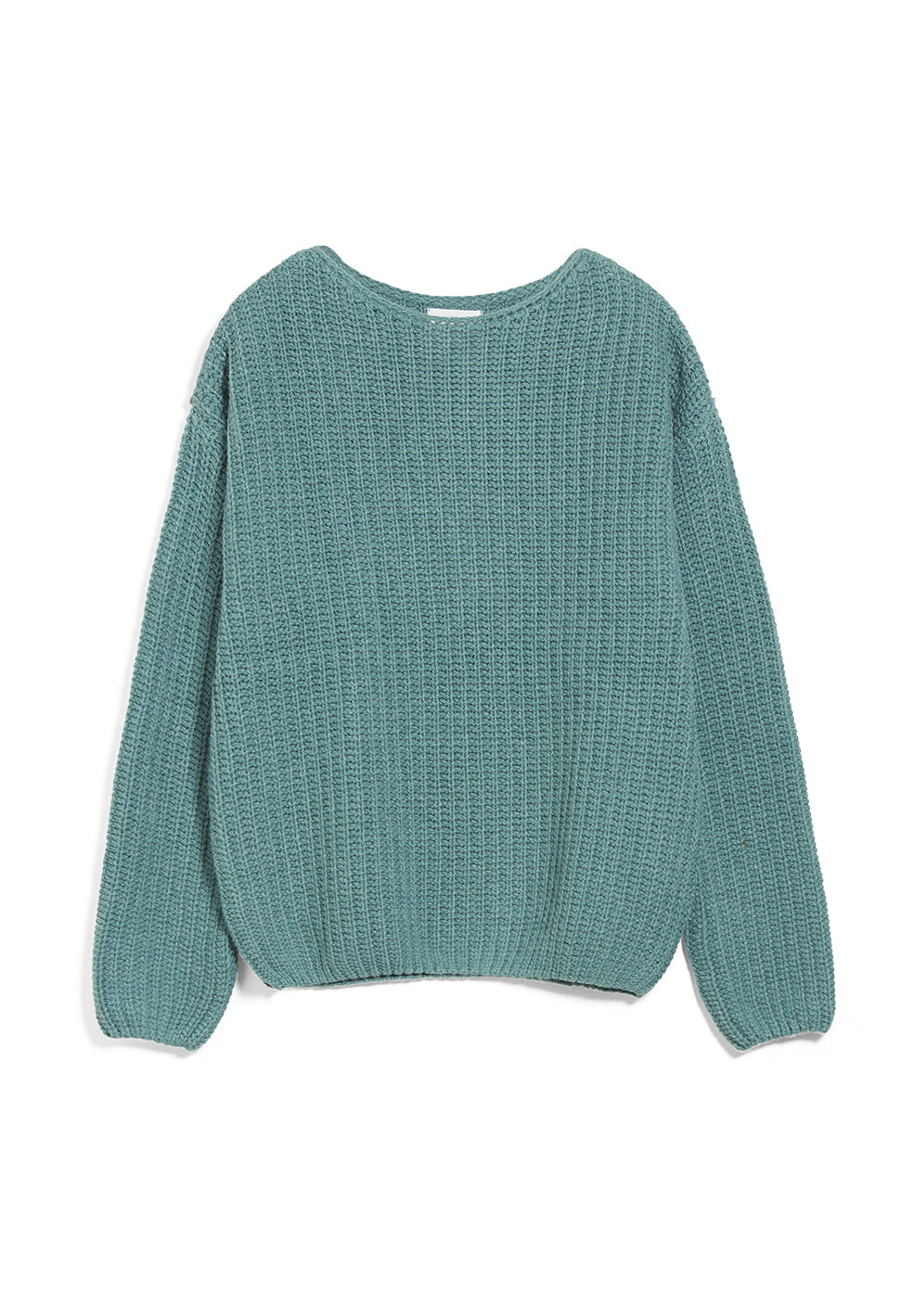 Pull ample en maille turquoise en coton bio et laine bio - saadie