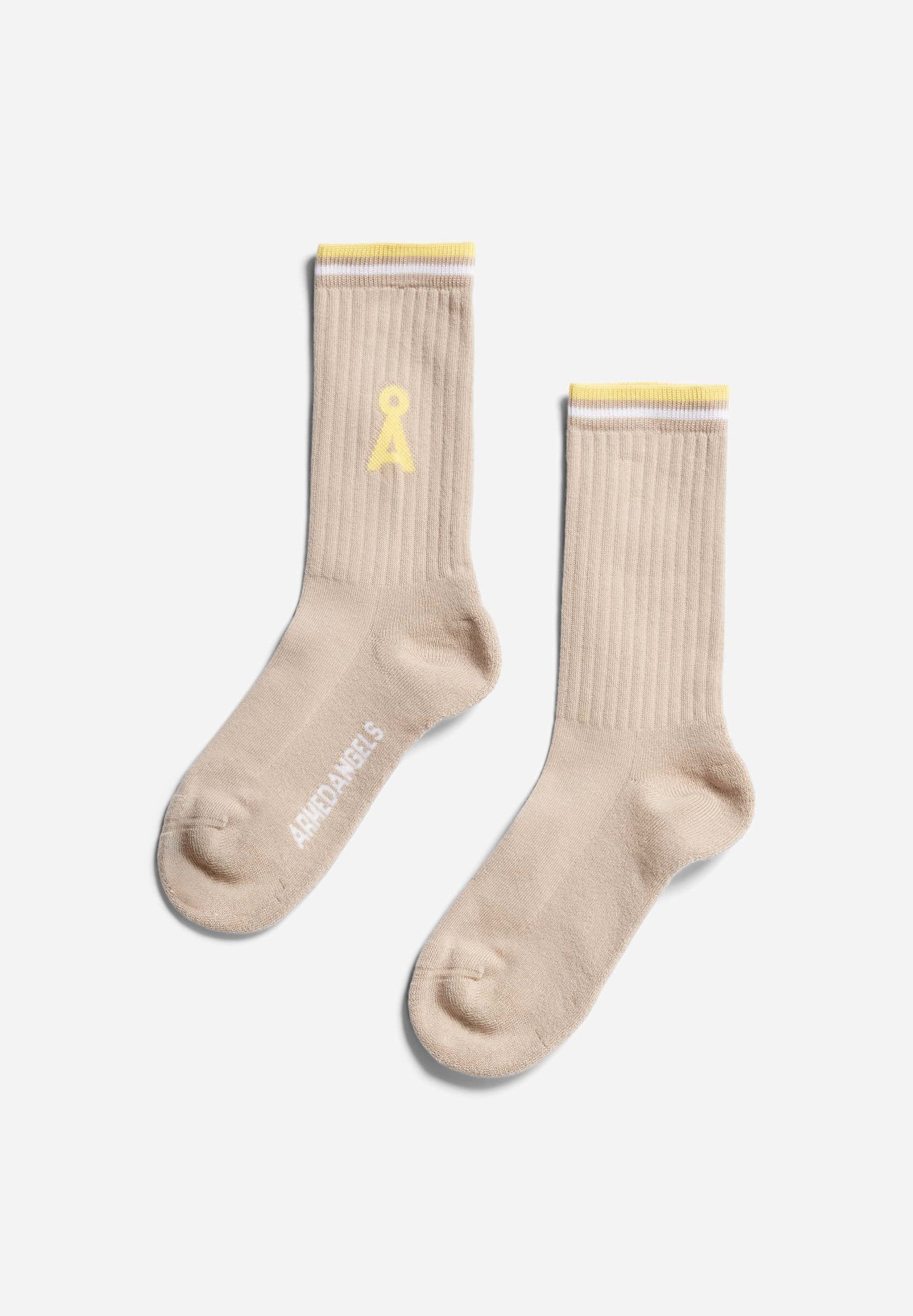 Chaussettes en coton bio et matière recyclée | beige "saamus stripes sand stone"